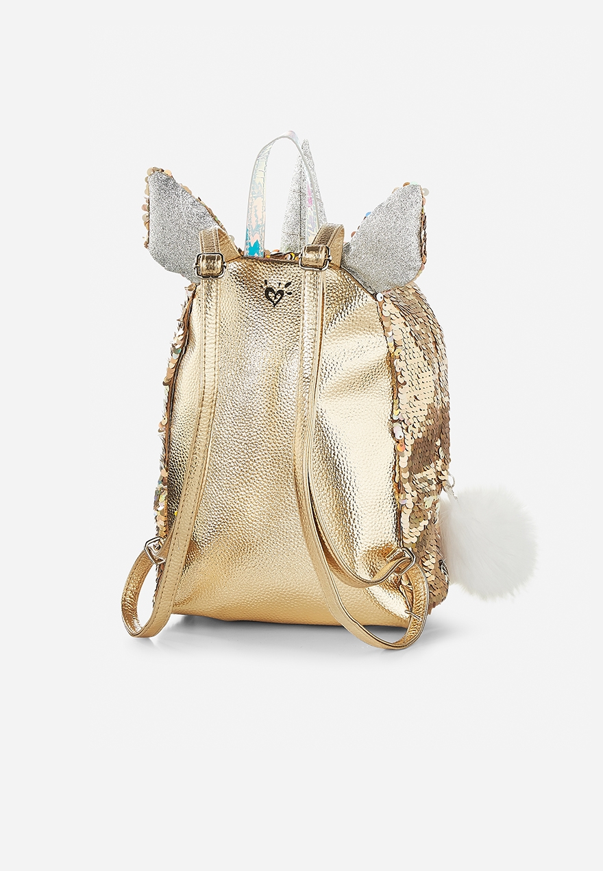 unicorn initial flip sequin mini backpack