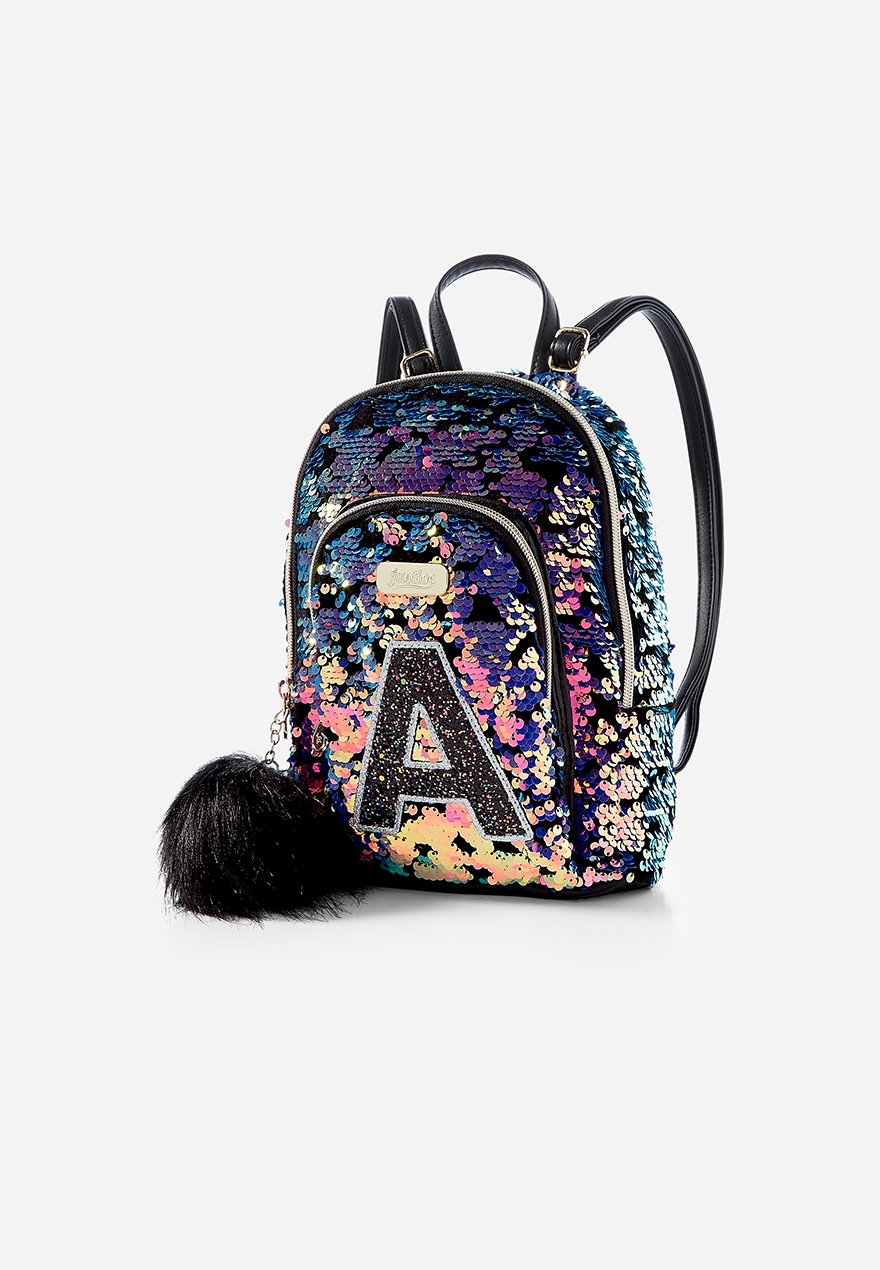 justice flip sequin initial backpack