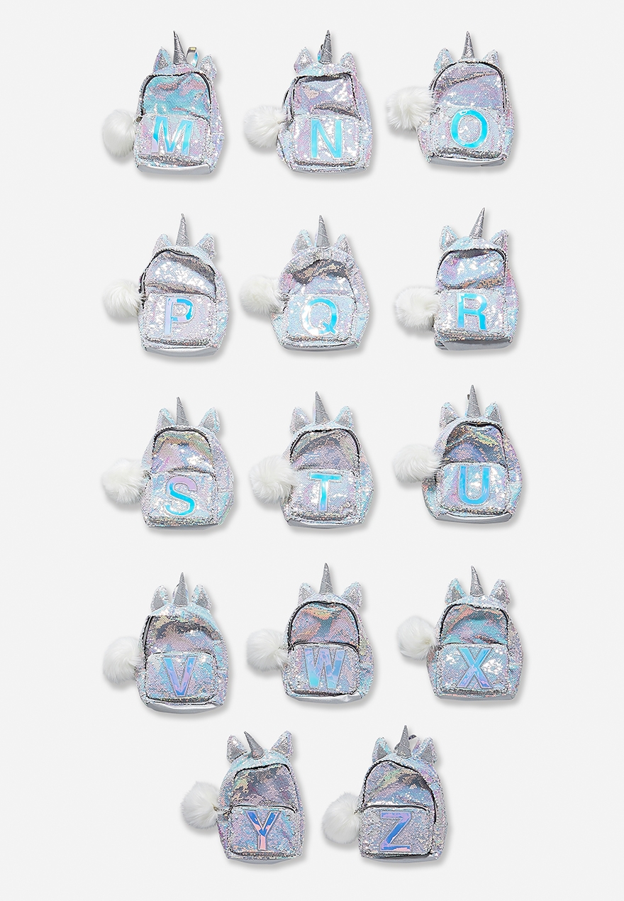 unicorn initial flip sequin mini backpack