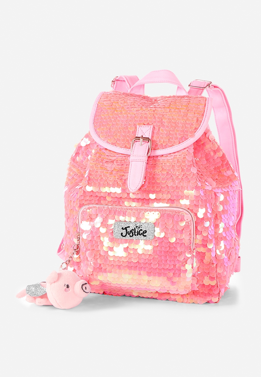 justice pink sequin backpack